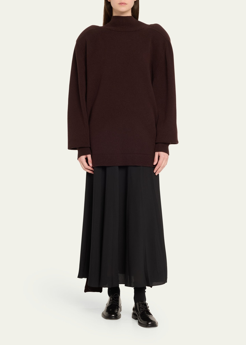 MARIE ADAM-LEENAERDT Distorted Scarf-Tie Oversized Turtleneck Wool Sweater outlook