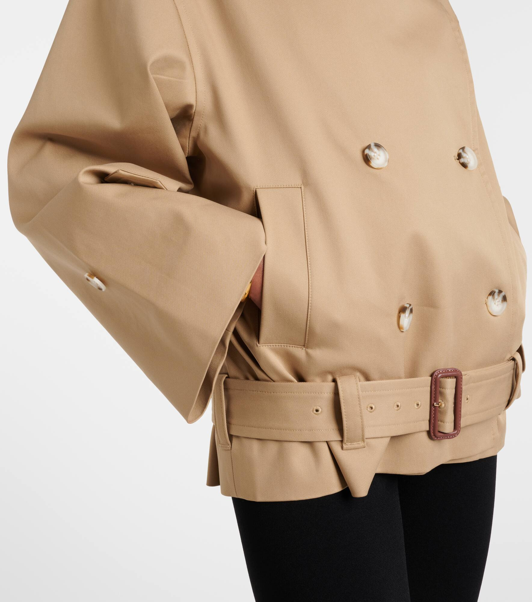 Cropped gabardine trench coat - 5