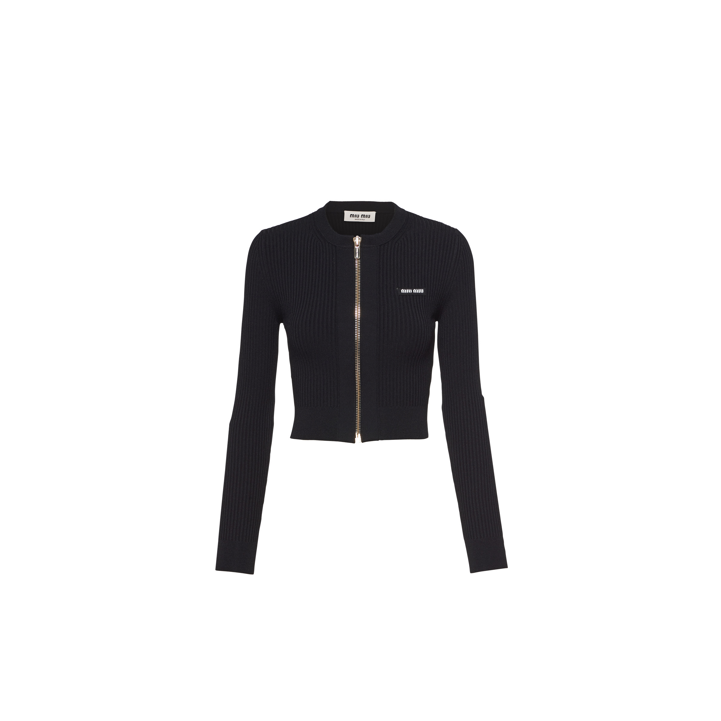 Viscose crew-neck cardigan - 1
