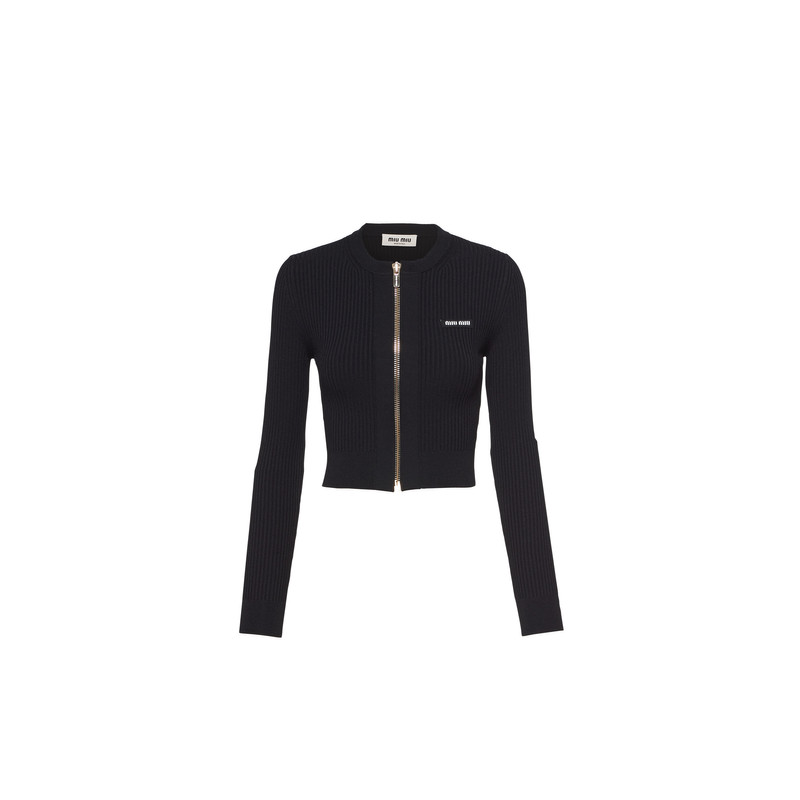 Viscose crew-neck cardigan 1