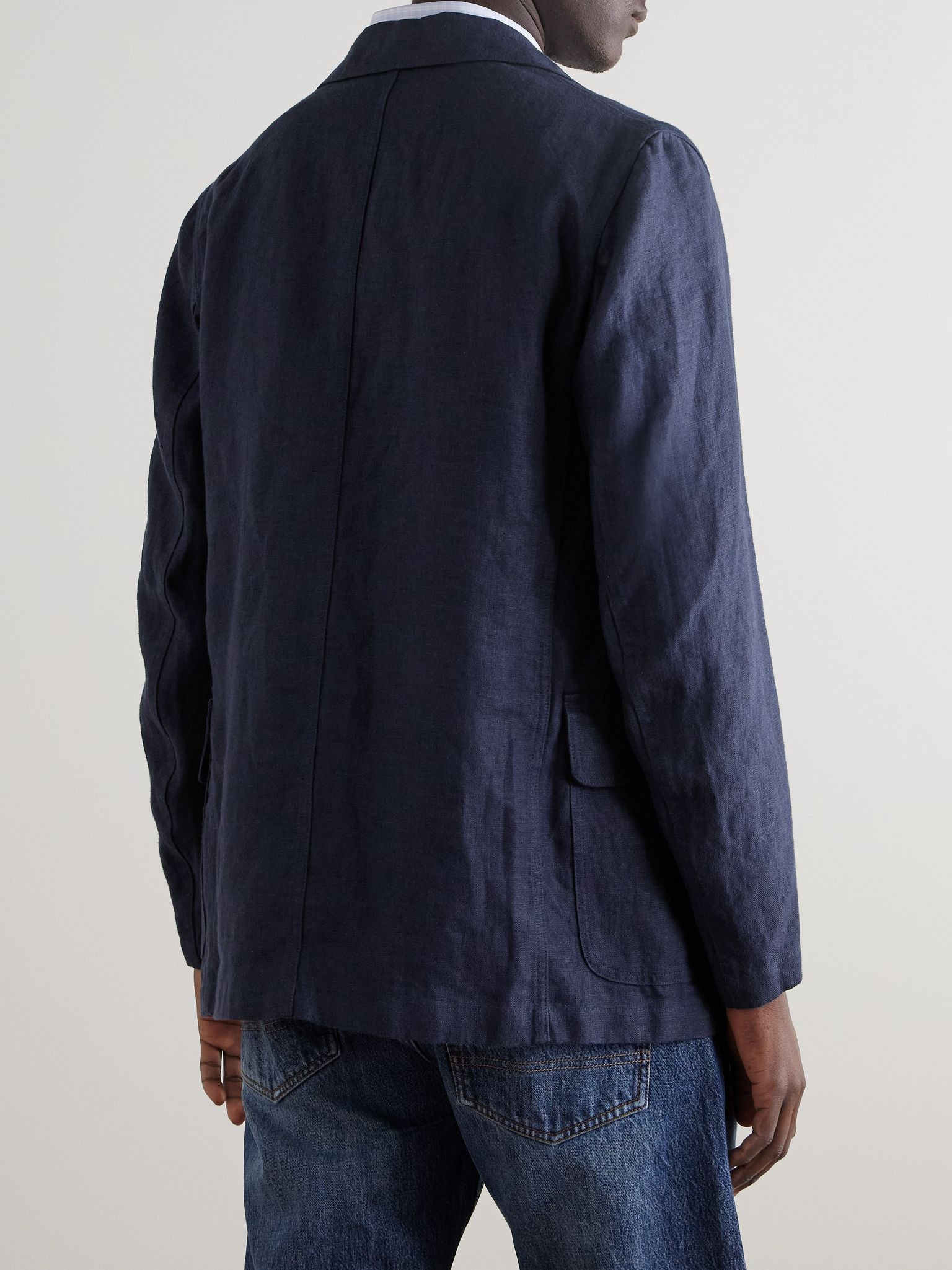 Mk. I Antique Games Unstructured Linen Blazer Navy - 3