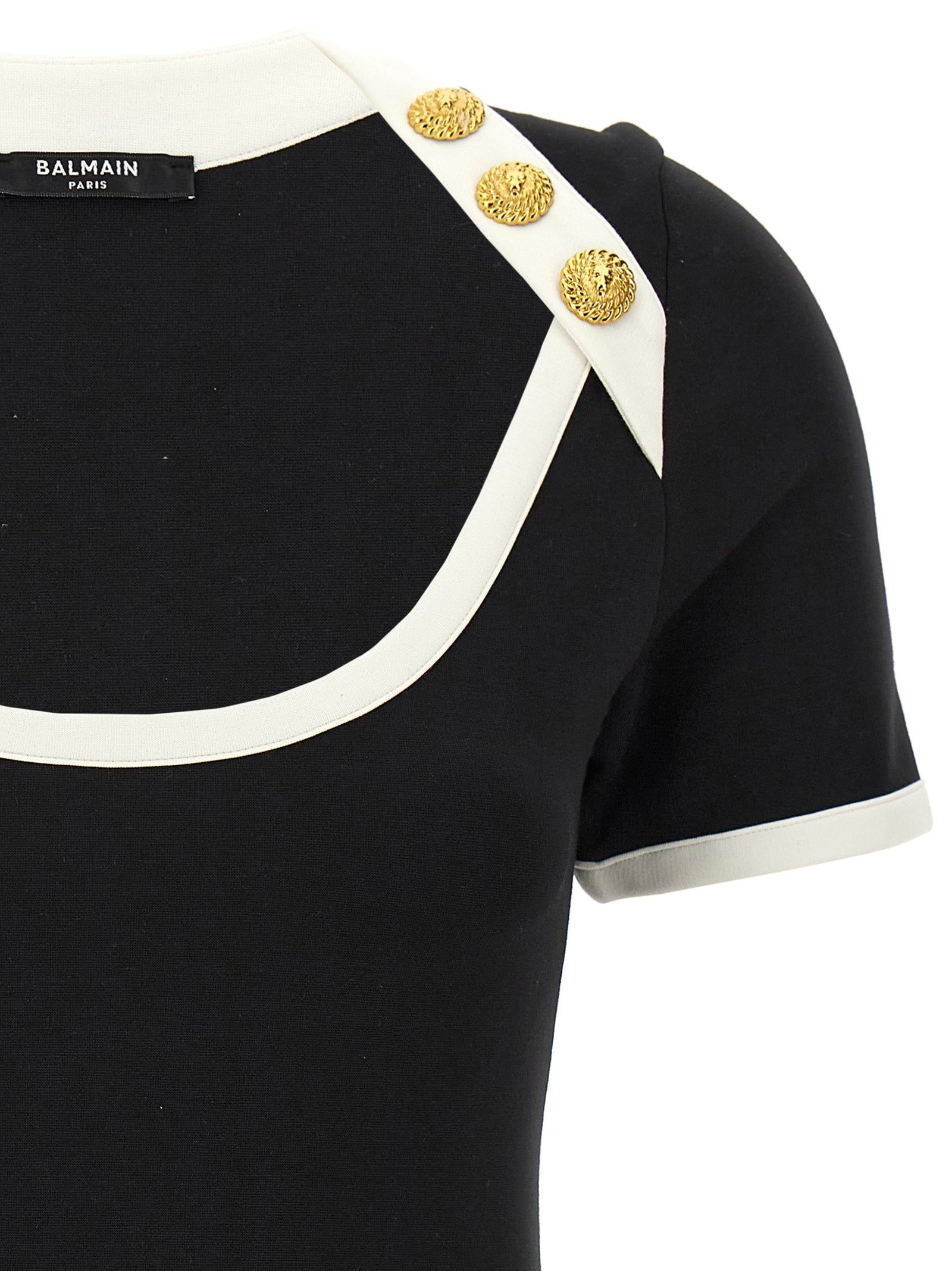 Balmain Logo Buttons T Shirt - 3