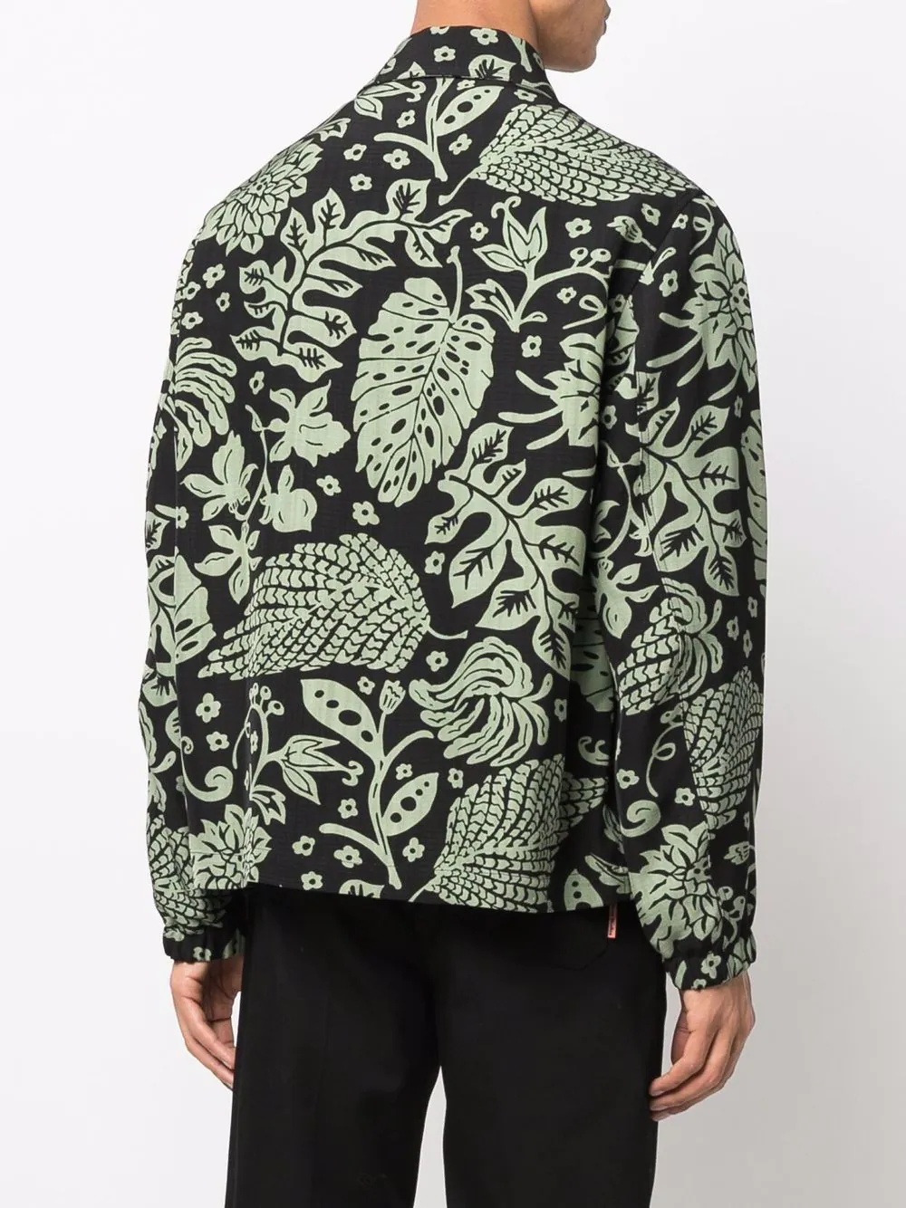 foliage-print boxy coat jacket - 4