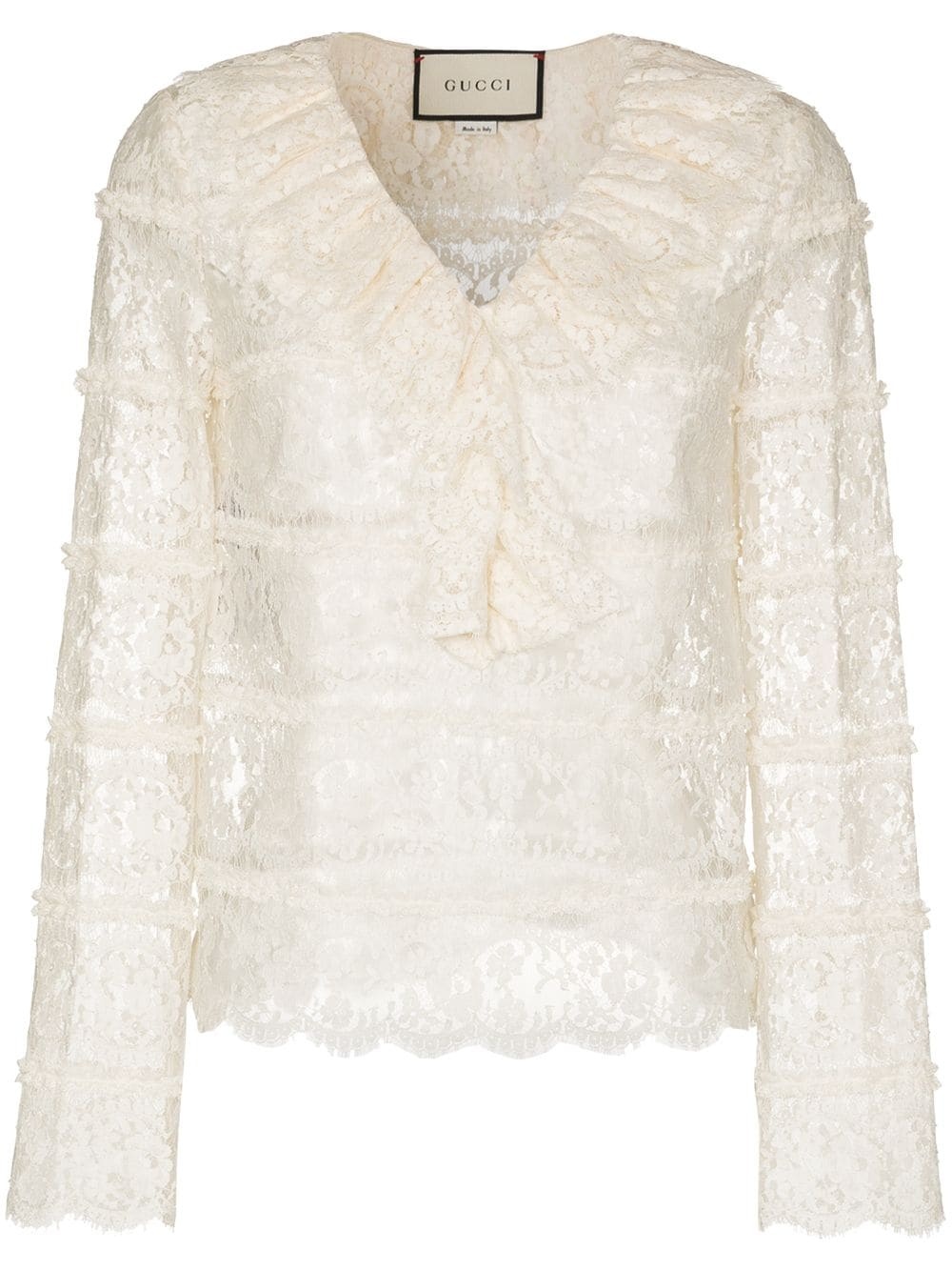 ruffle-detailing floral-lace blouse - 1