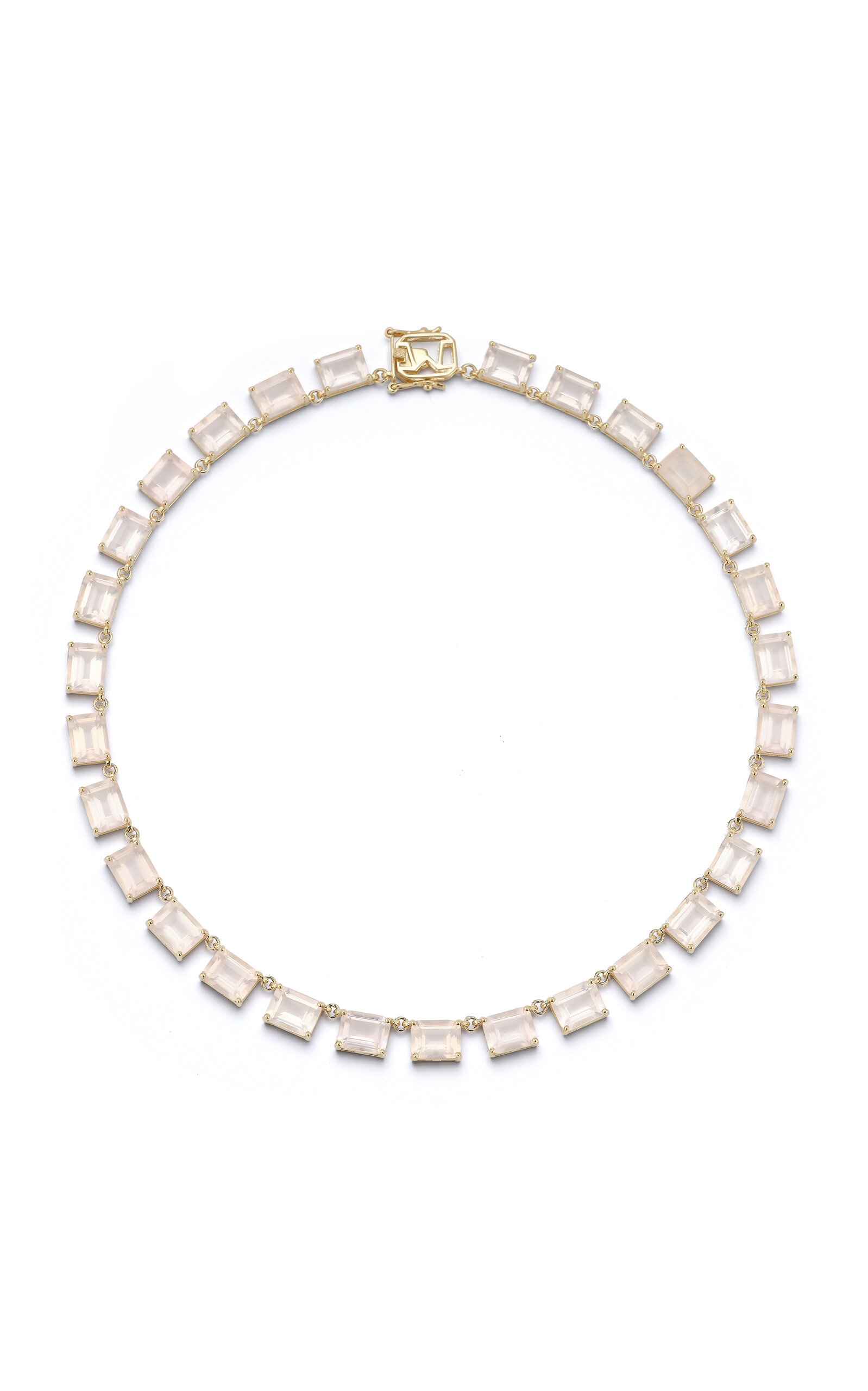 14K Yellow Gold Quartz Riviera Necklace pink - 1