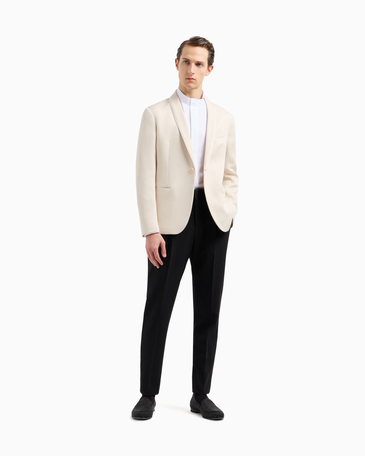 SINGLE-BREASTED JACKET IN A SILK BLEND - 2