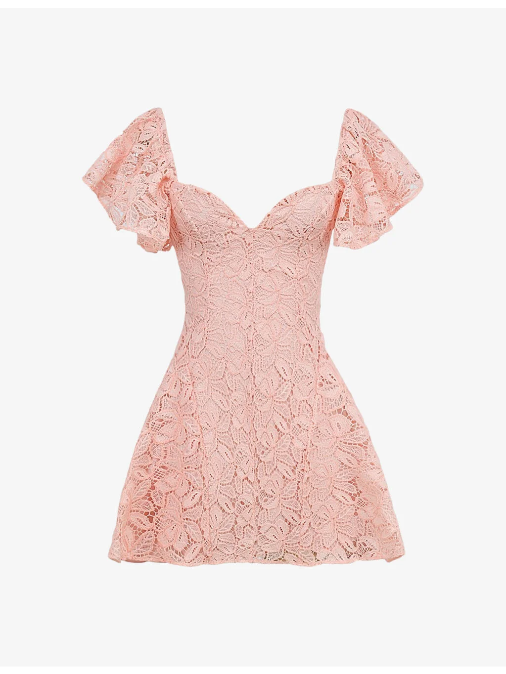 Verity sweetheart-neck lace-embroidered woven mini dress - 1
