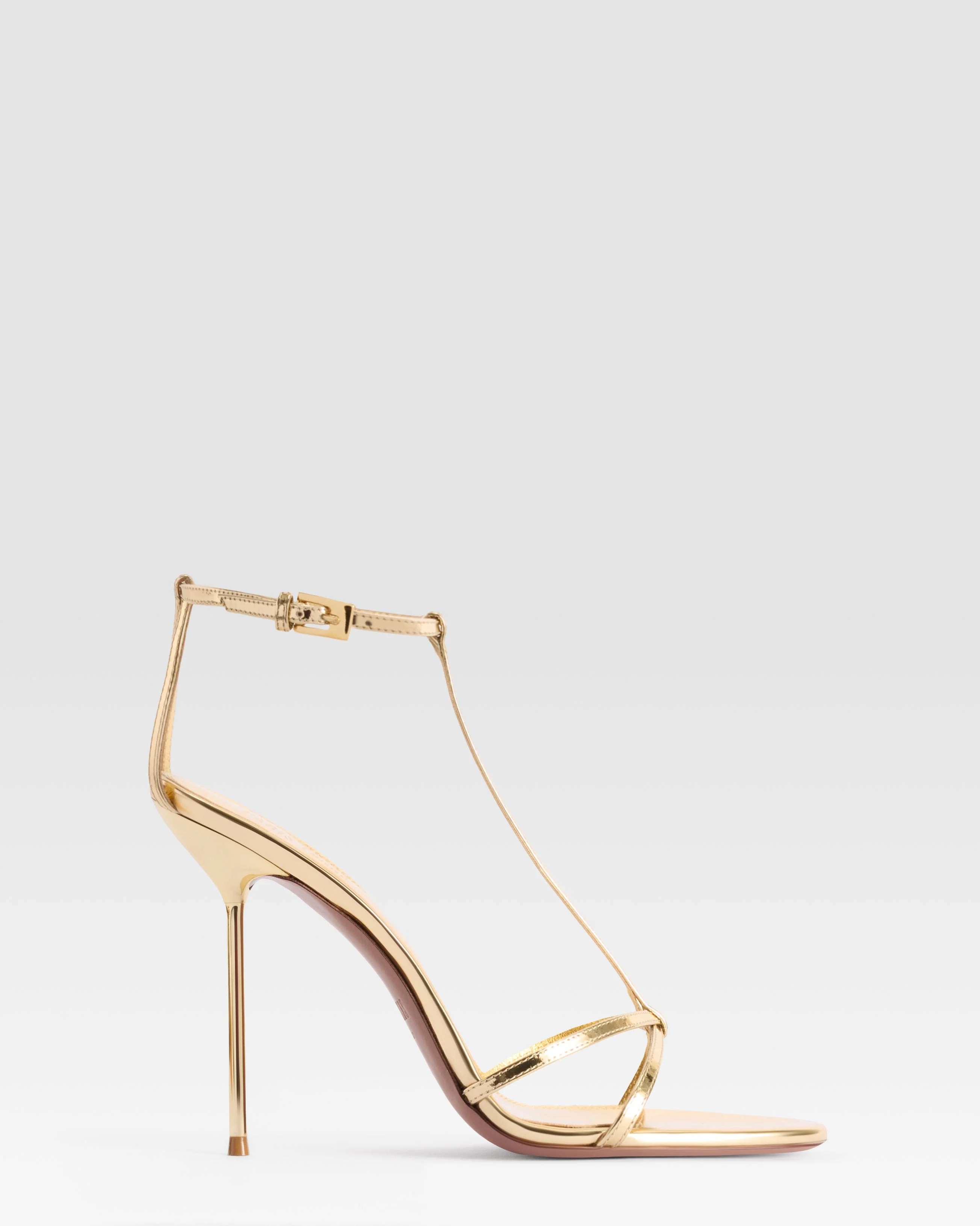 MIRRORED LEATHER T-STRAP SANDAL - 1