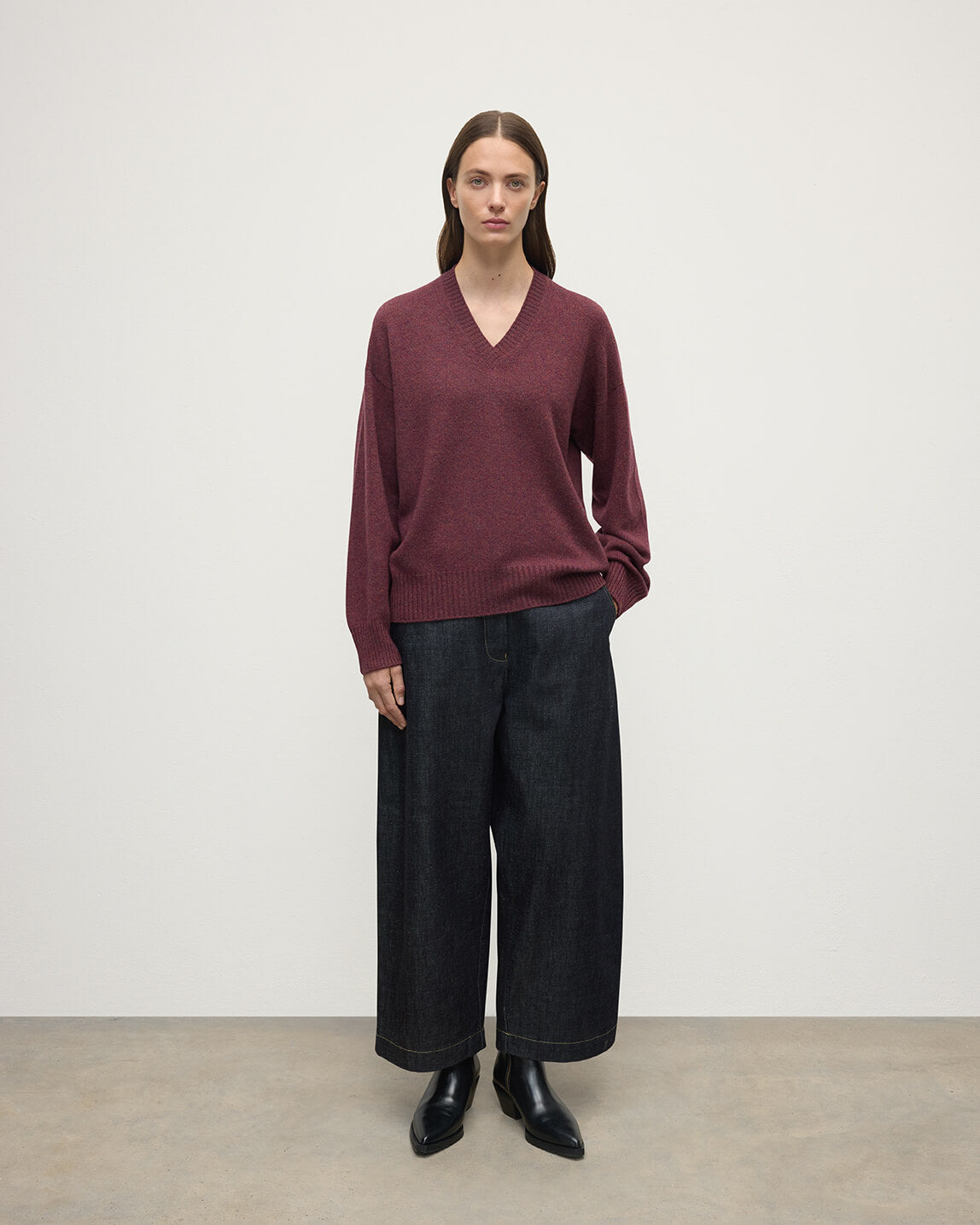 Gauzy Cashmere Purple V Neck Jumper - 2