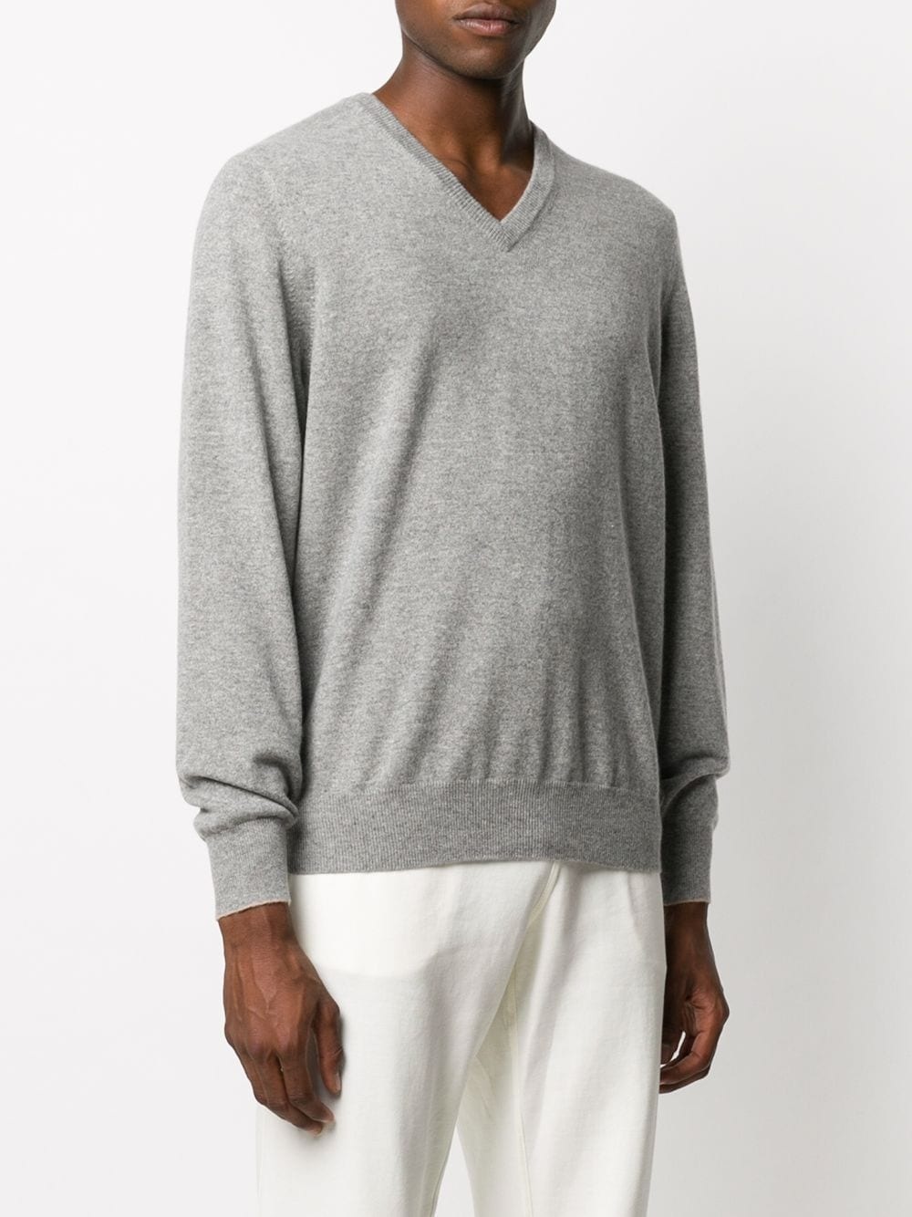 v-neck long-sleeved jumper - 3