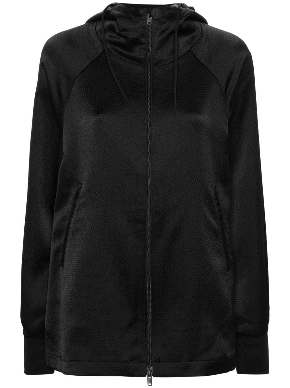 textured zipped hoodie - 1