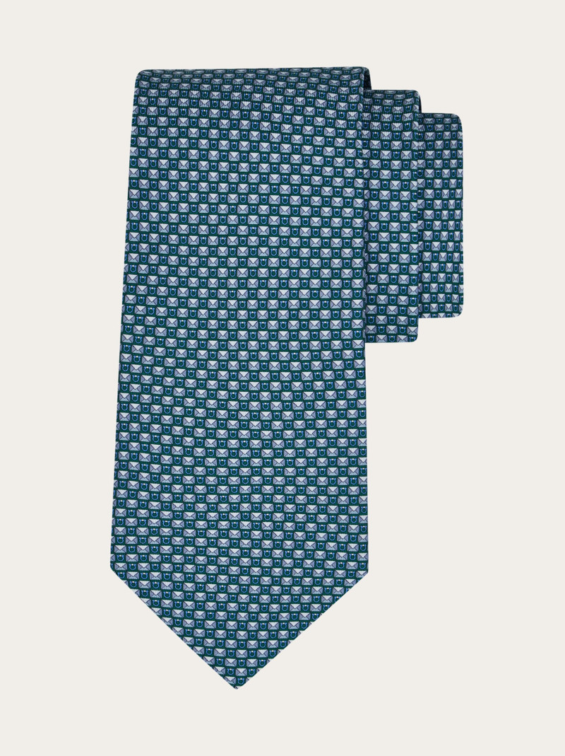 Gancini letter print silk tie 1