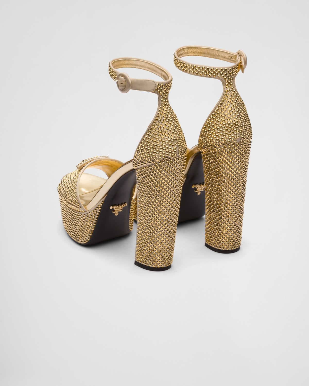 Satin platform sandals with crystals - 5