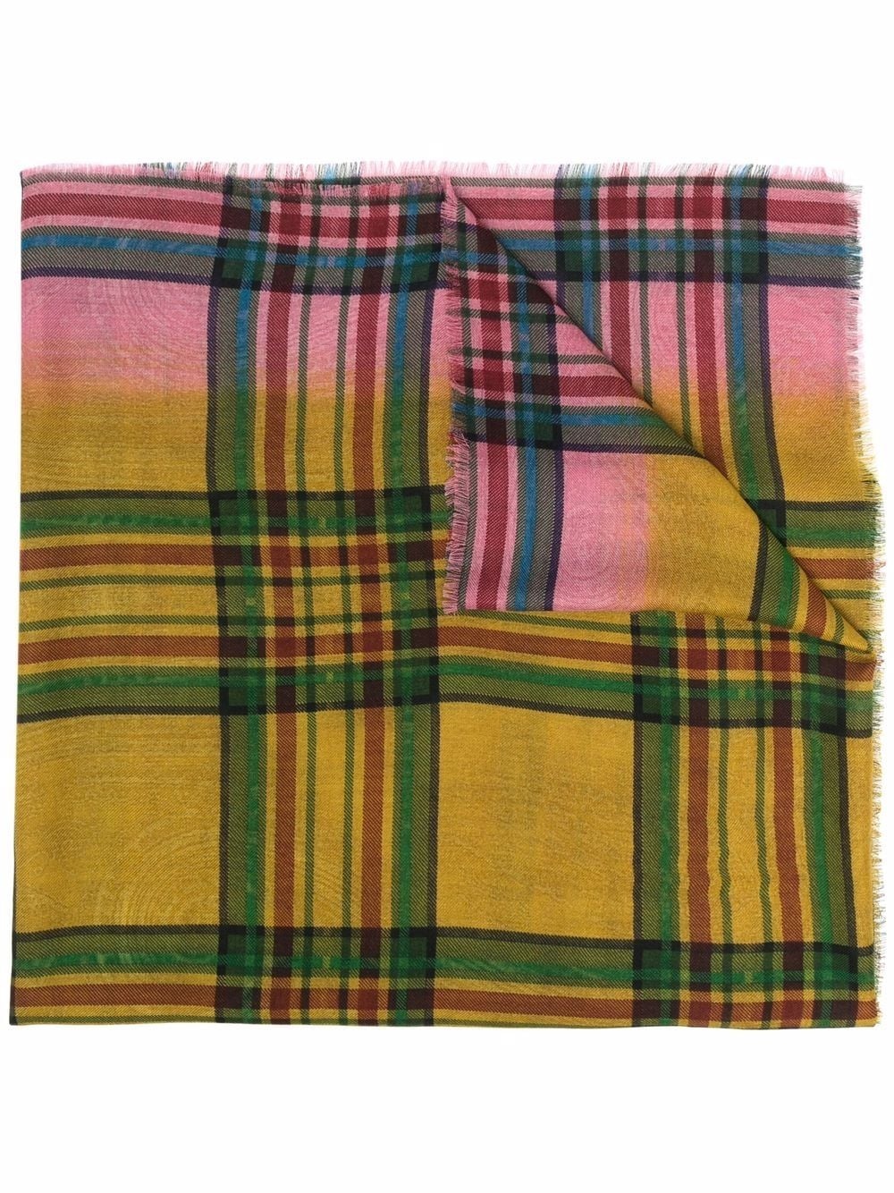 plaid long wool scarf - 1