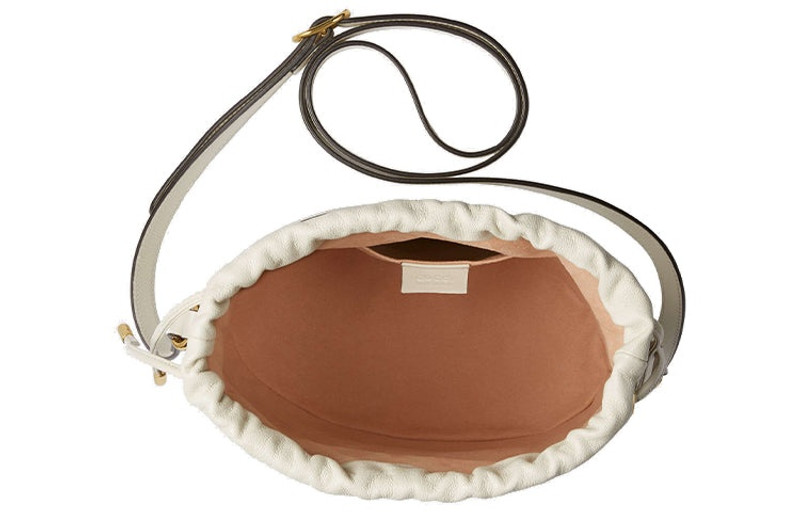 (WMNS) Gucci Horsebit 1955 Retro 금 버클 로고 화포 Drawstring 어깨 메신저 부대 백색 602 5