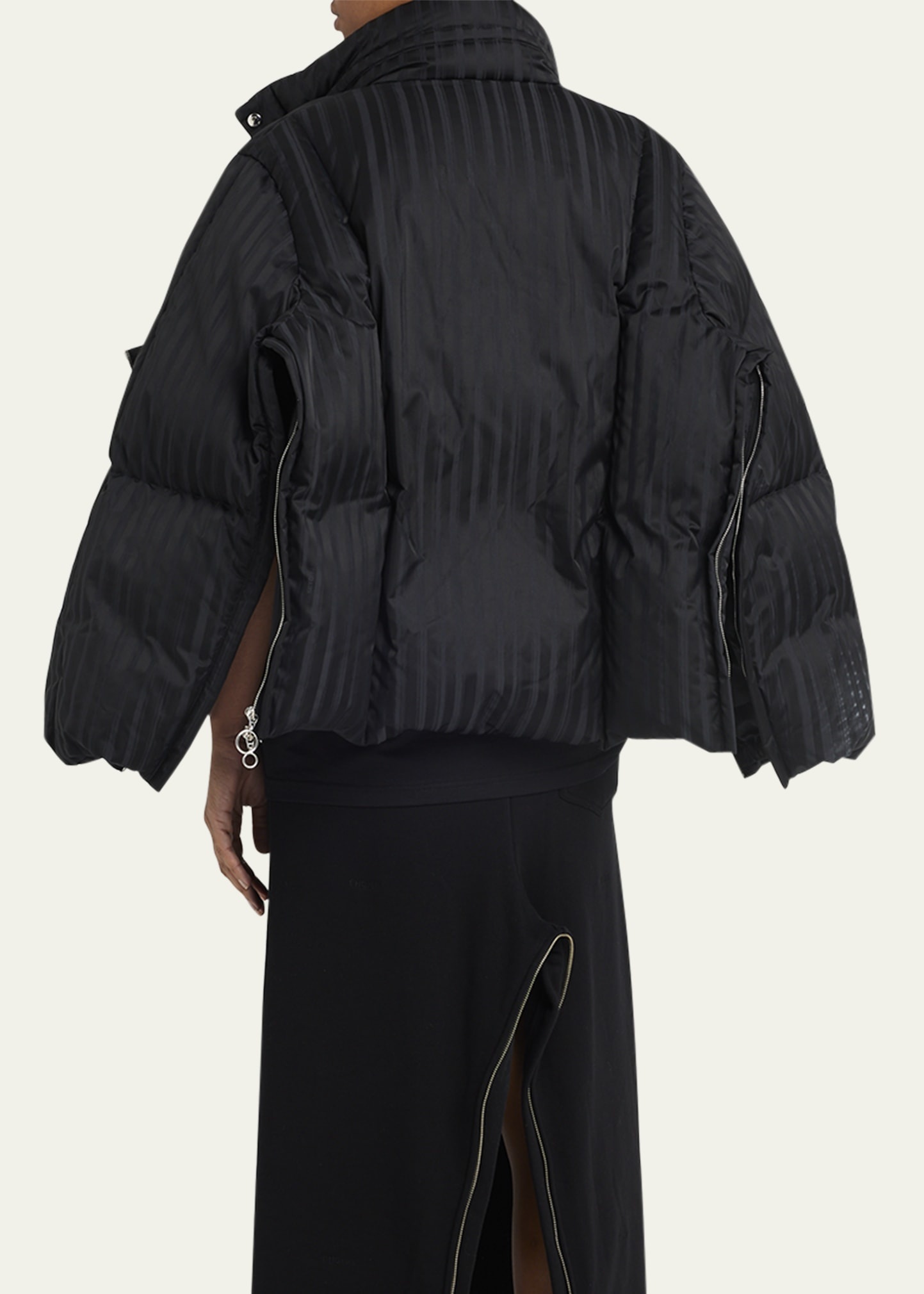 Jacquard Stripe Down Hooded Jacket - 3