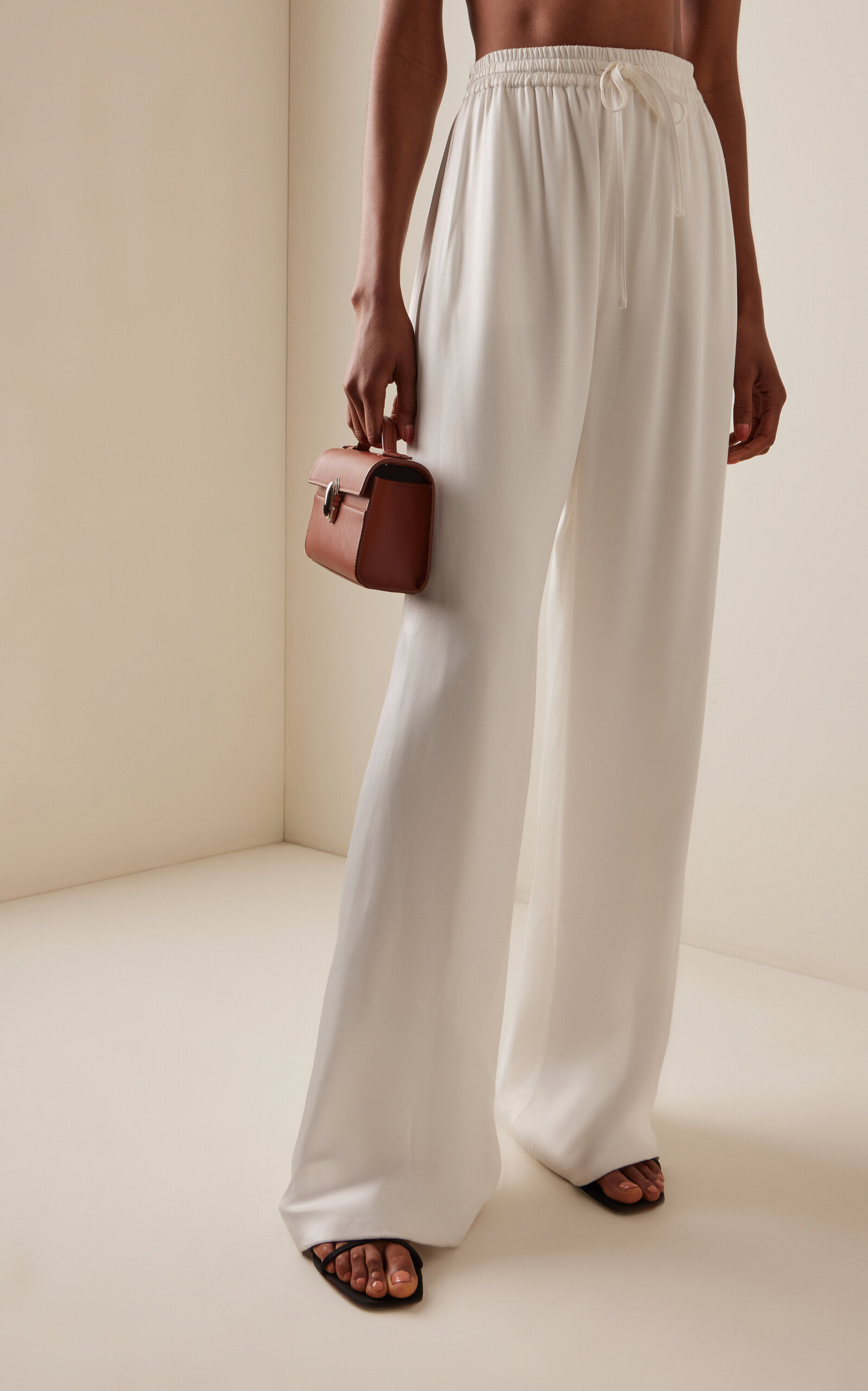Silk Georgette Wide-Leg Pants ivory - 3