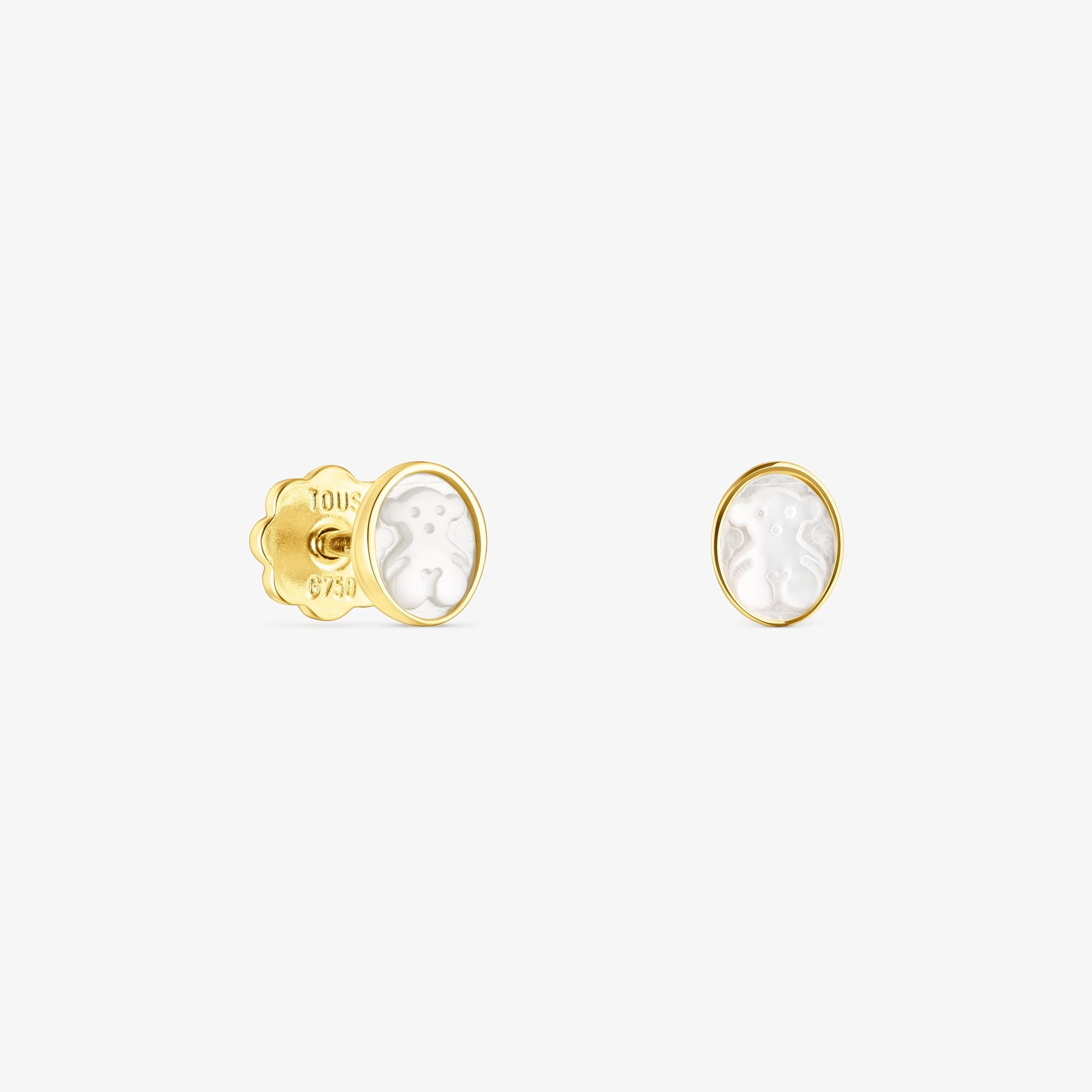 18K solid gold Camee Earrings with Mother-of-Pearl - 1