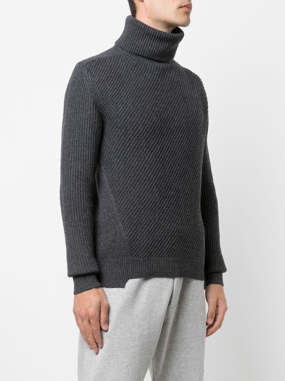 asymmetric turtleneck wool jumper - 3