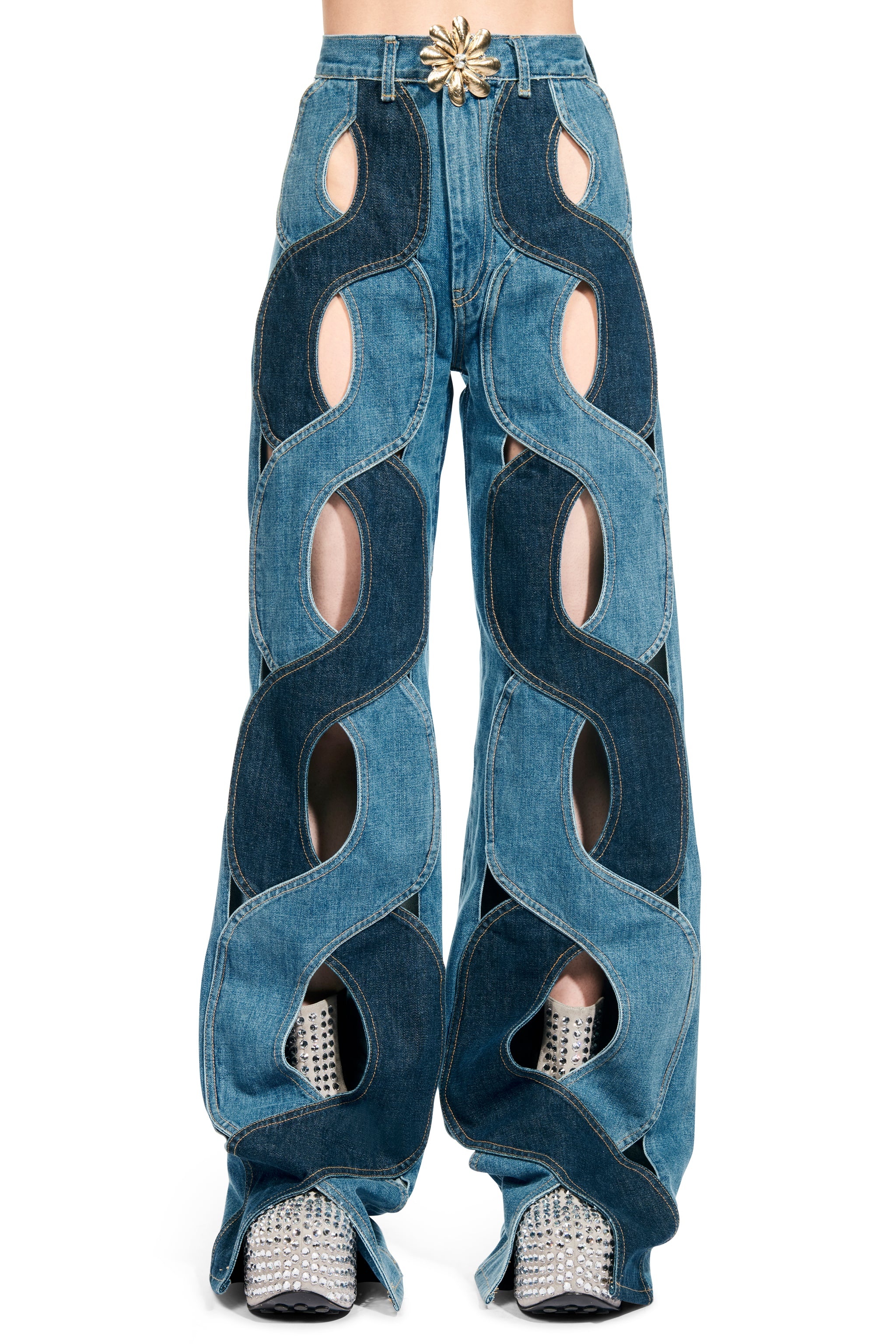 ROPE CUTOUT WIDE LEG JEAN - 1
