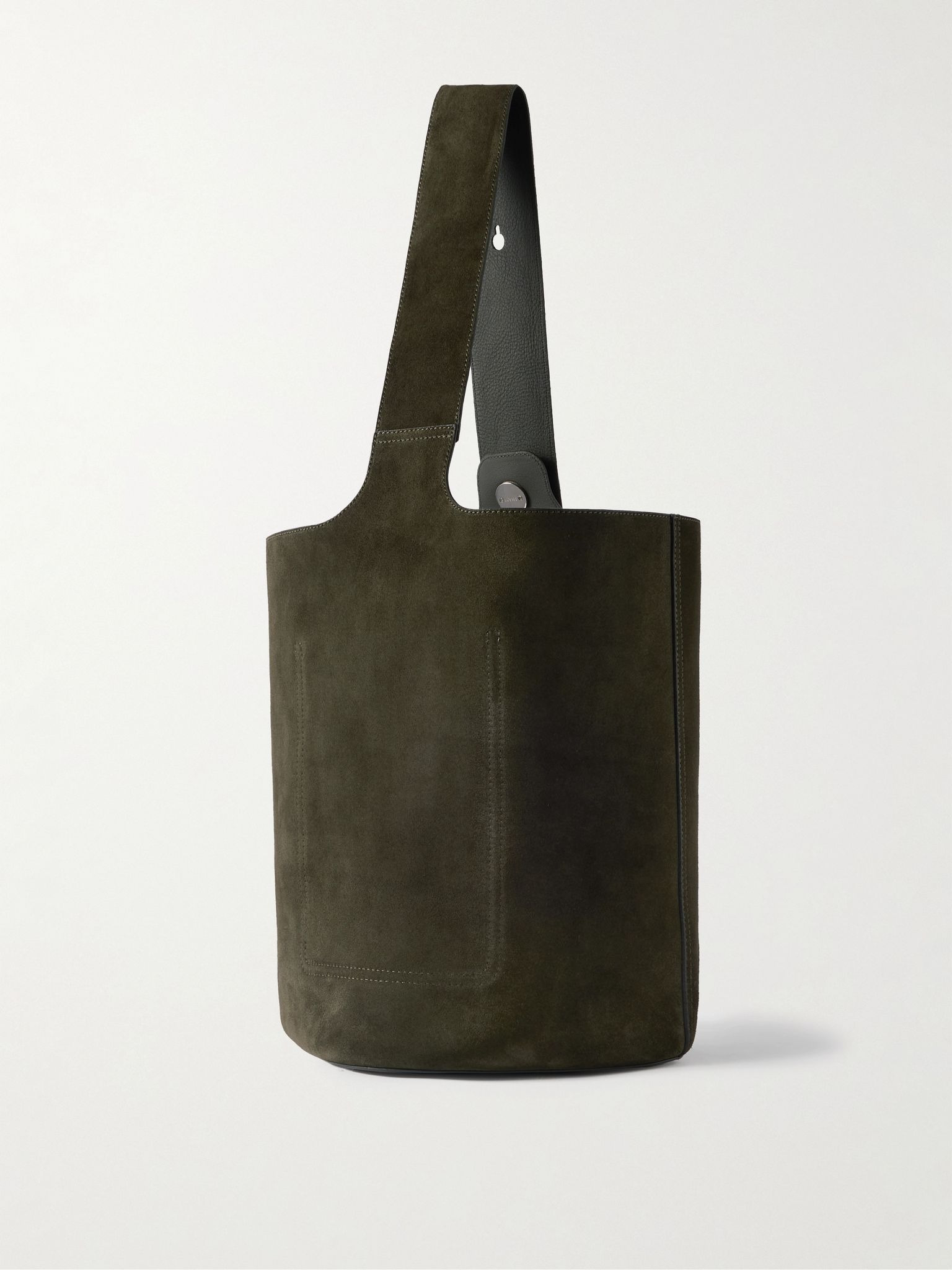Large Pebble Suede Bucket Bag Green - 3