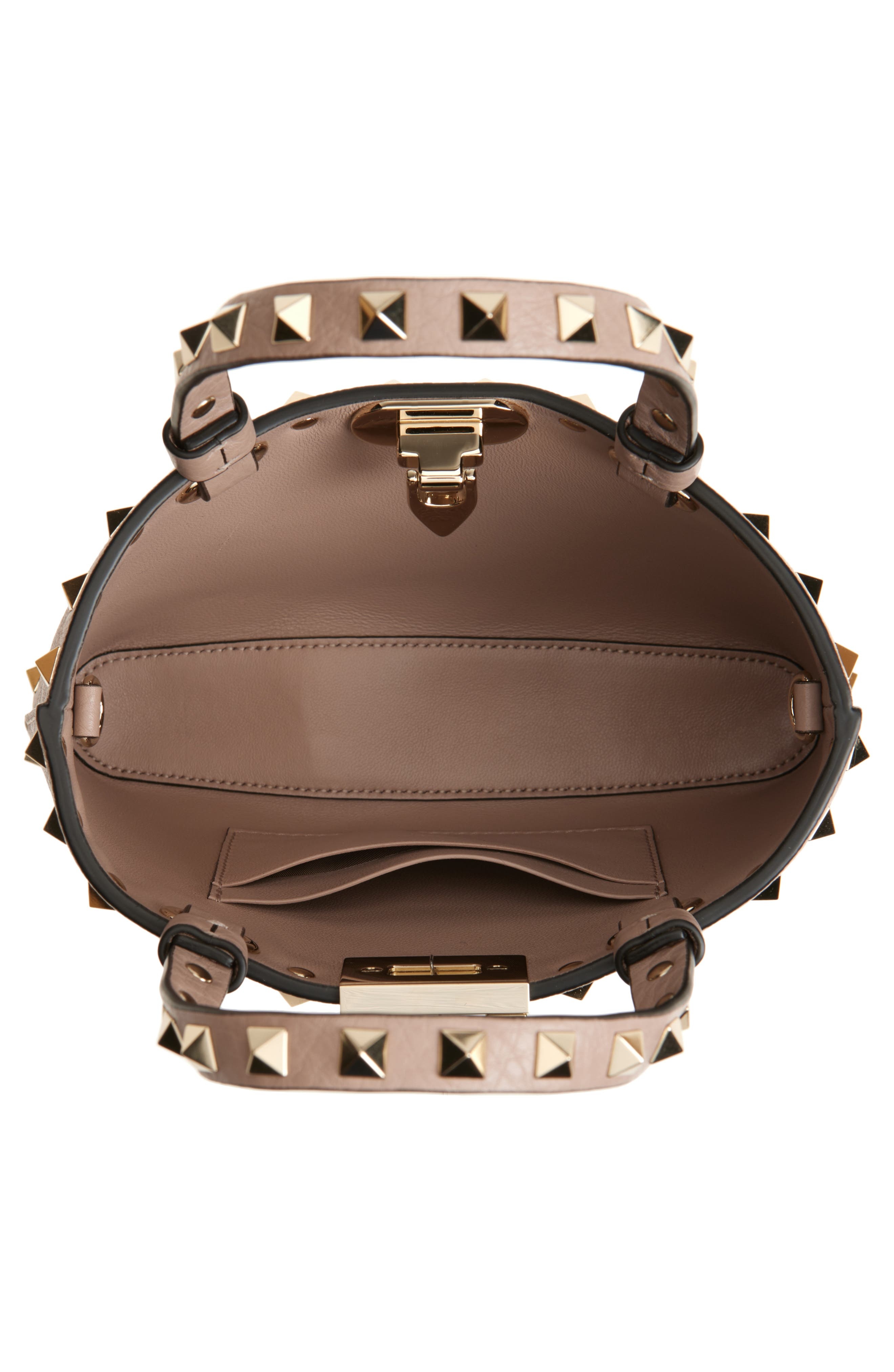 Valentino Garavani Mini Rockstud Leather Top Handle Bag in Poudre at Nordstrom - 6