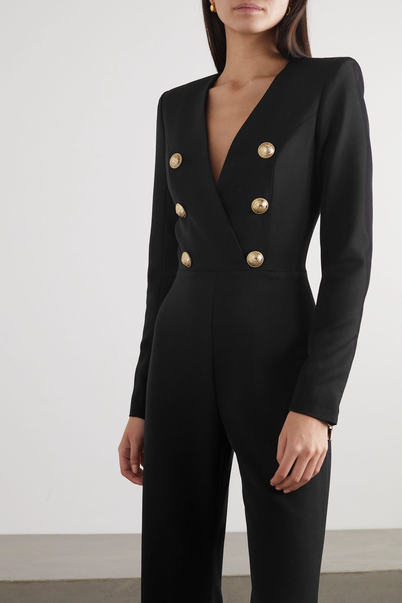 Button-embellished wool-twill jumpsuit - 3