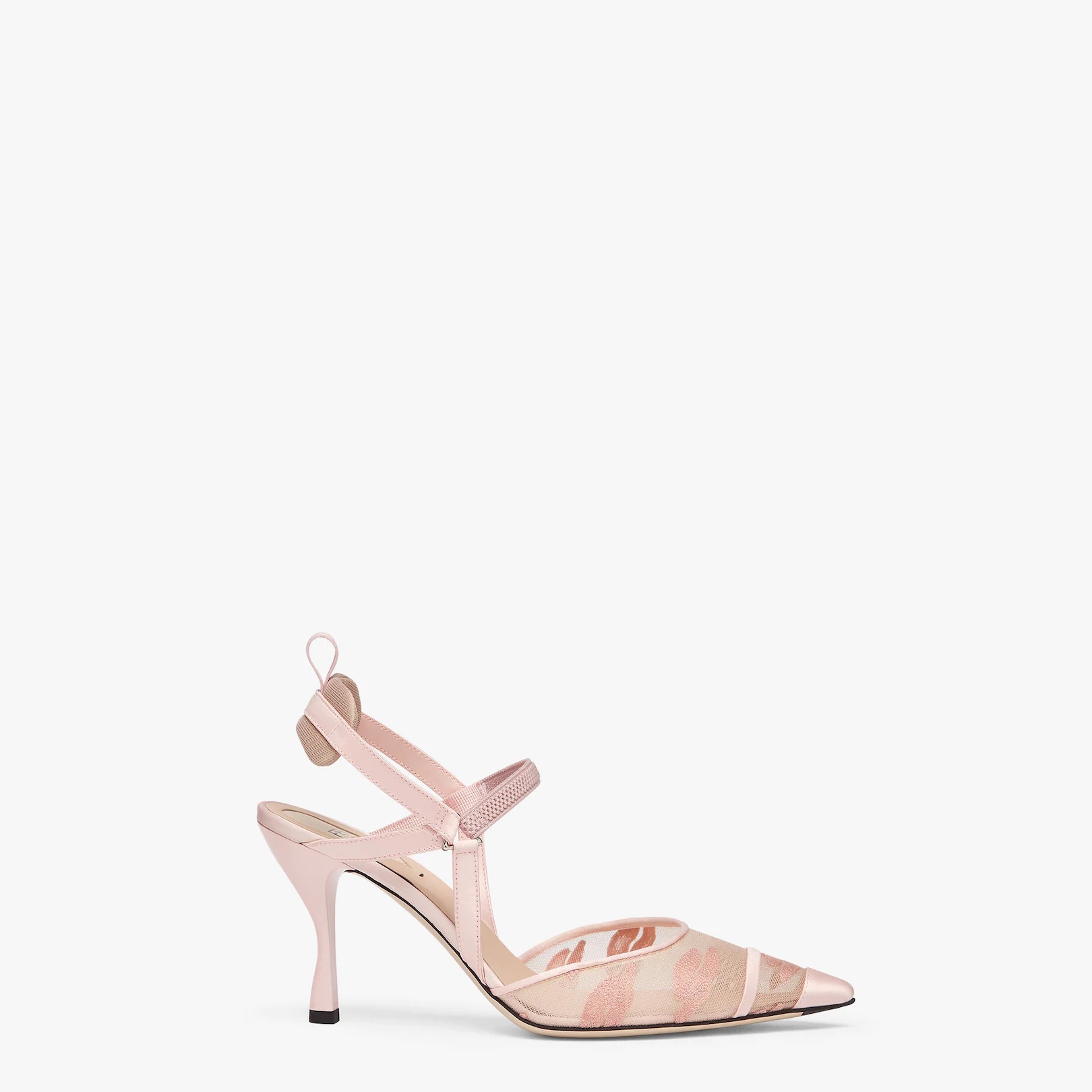 Pink mesh high-heeled slingbacks - 1