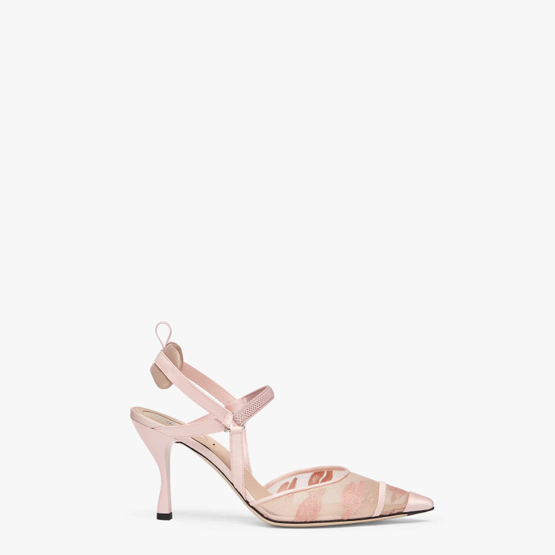 Pink mesh high-heeled slingbacks 1