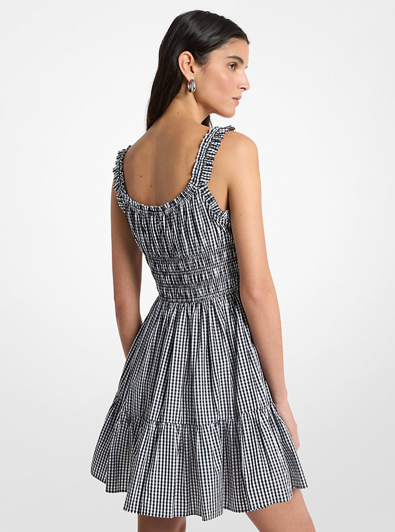 MICHAEL KORS Gingham Smocked Cotton Mini Dress outlook