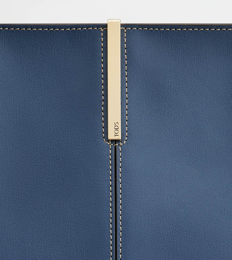 SHOPPING BAG IN LEATHER MEDIUM-SMALL - BLUE 5