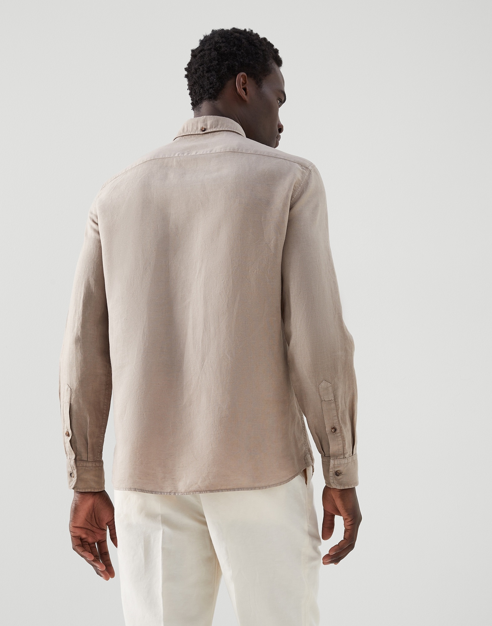 Linen and cotton pinpoint easy fit shirt with chest pockets - 2