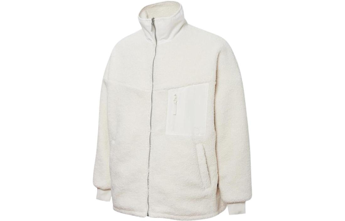 PUMA Mmq lamb's wool Reversible Stand Collar Jacket Couple Style White 534744-65 - 3