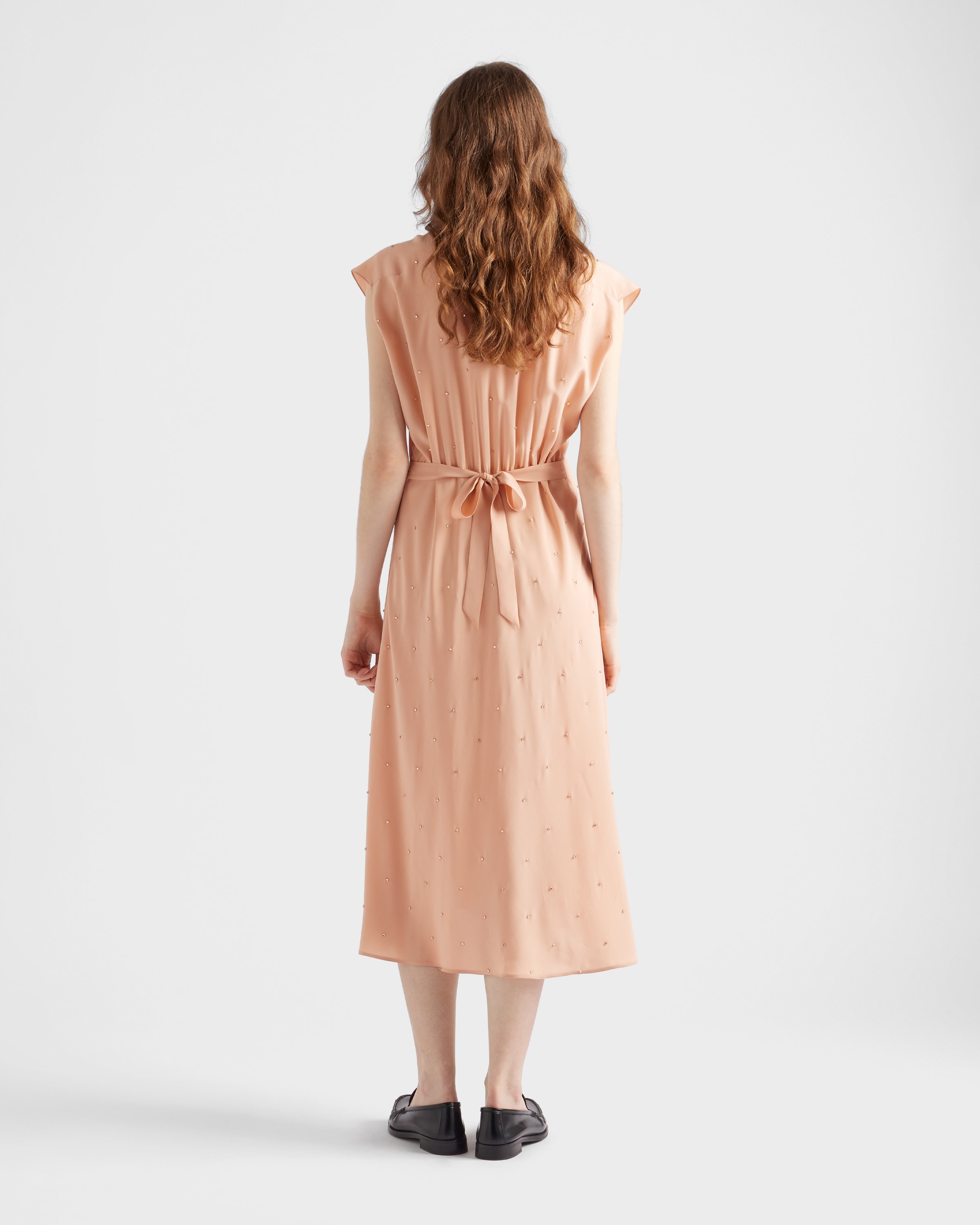Embroidered vintage-look habutai silk dress - 5