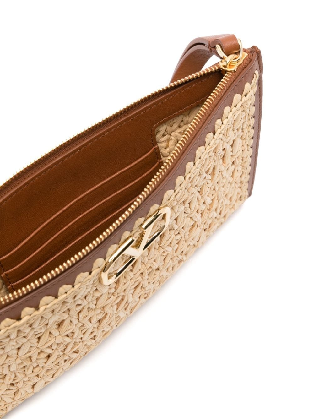 VLogo Signature raffia clutch bag - 5