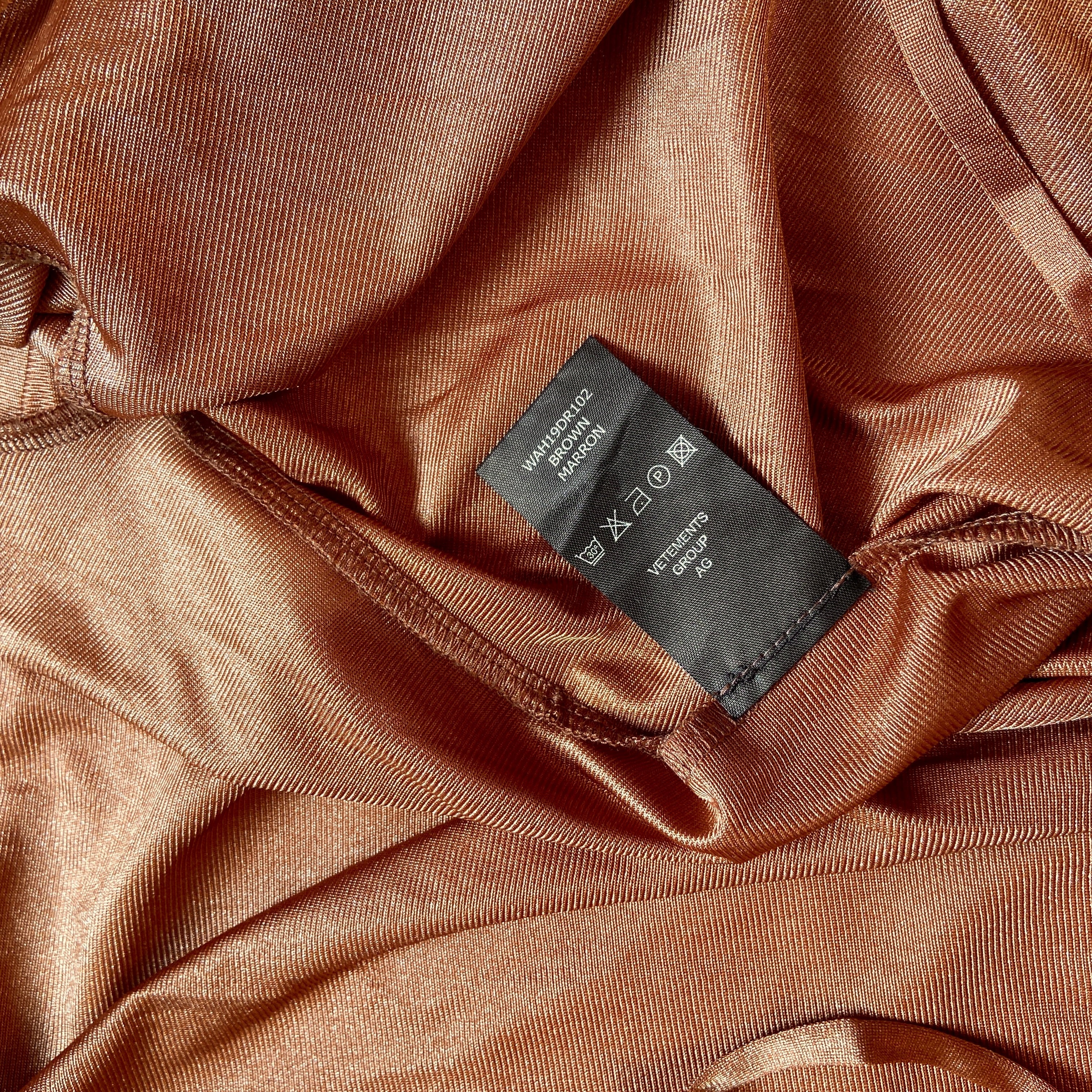 Vetements fall 2019 demna metallic brown floral ruffles lace robe dress - 16