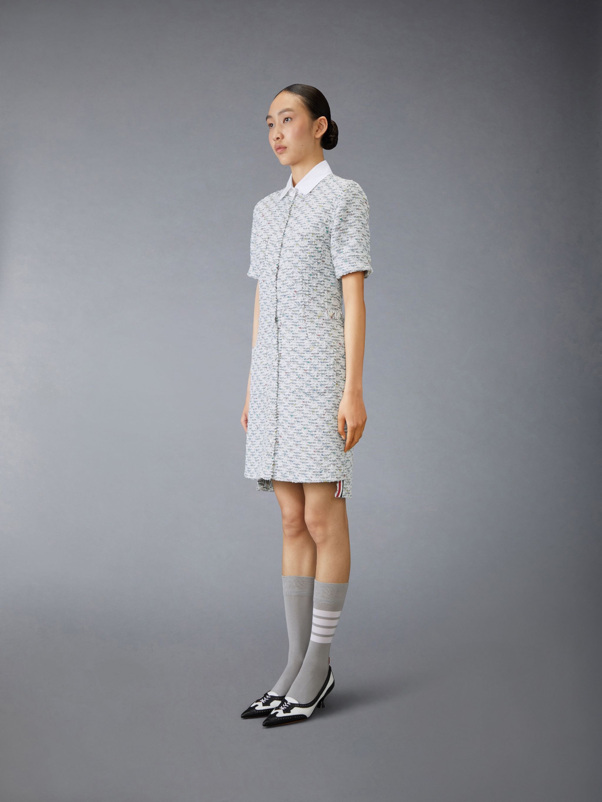 Sequin Tweed Patch Pocket Dress - 2