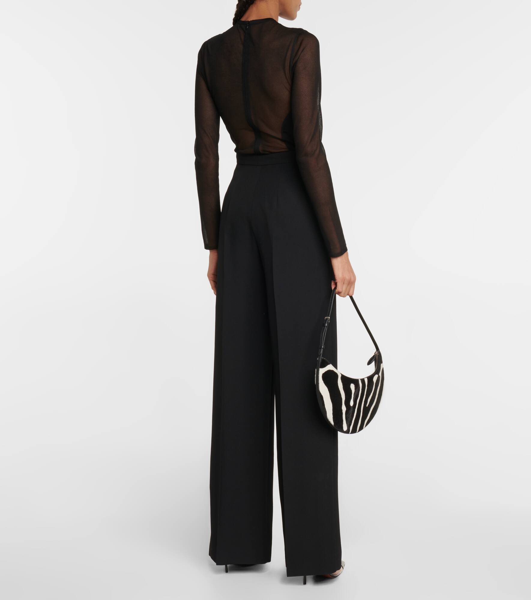 Wide-leg wool pants - 3