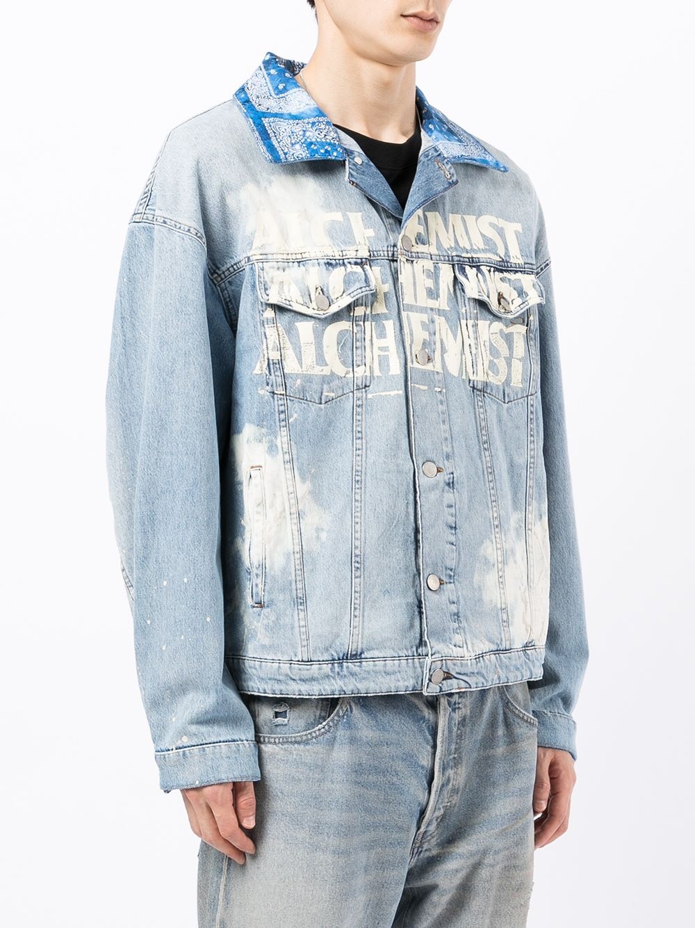 logo-print denim jacket - 3