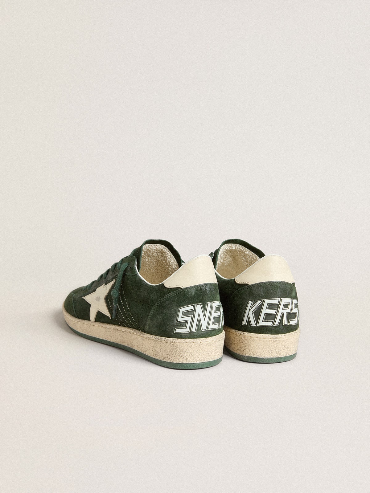 Men's Ball Star in green suede with white leather star and heel tab - 4
