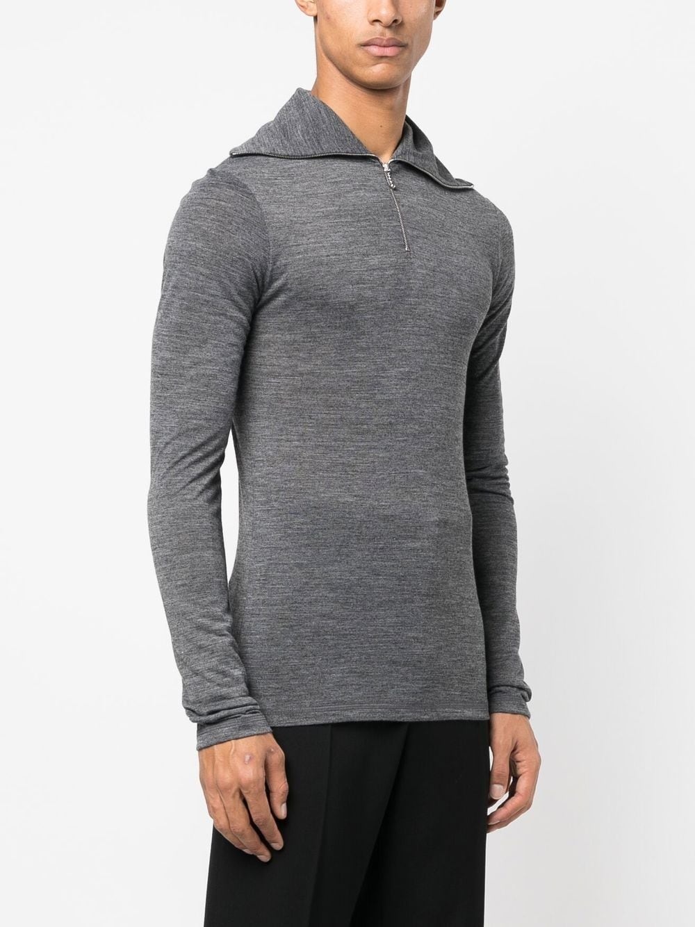 logo-print mélange-effect sweatshirt - 3