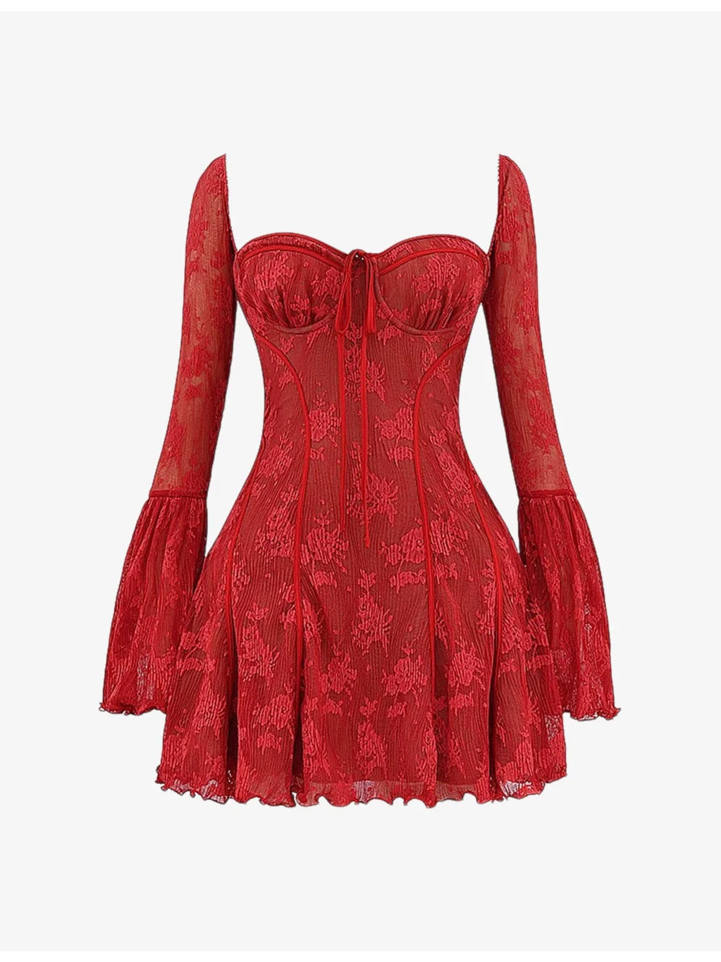 Analissa floral-pattern lace mini dress - 1