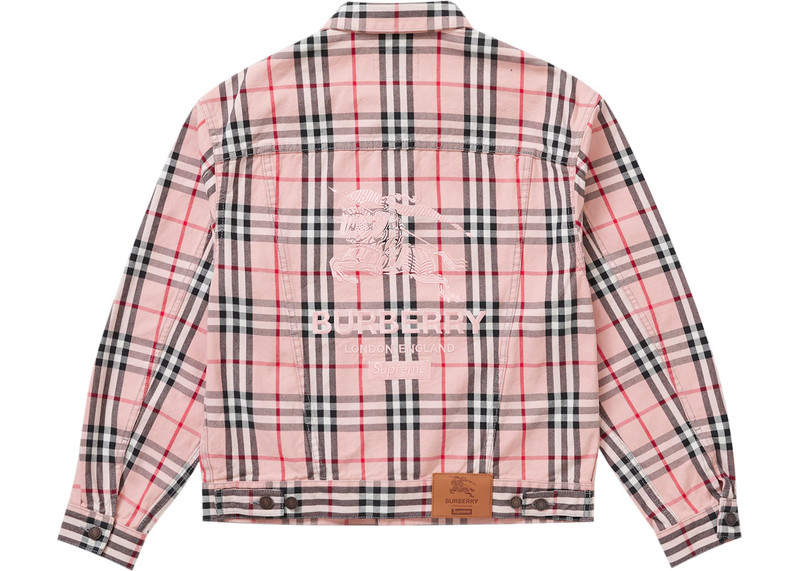 Supreme Supreme Burberry Denim Trucker Jacket Pink outlook