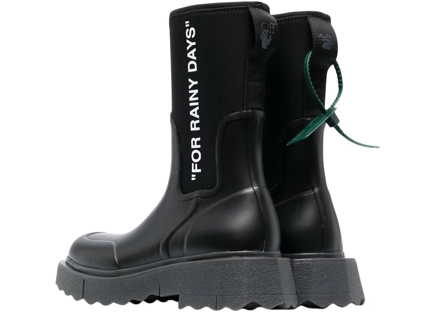 OFF_WHITE Sponge Rubber Rainboot Black Black White (Women's) - 3