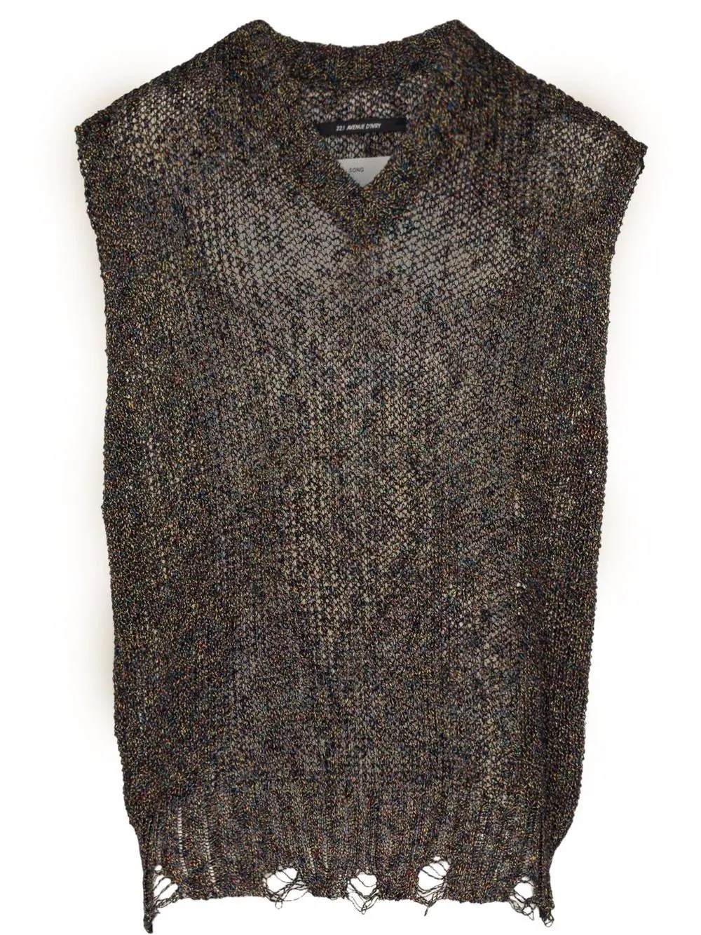 open-knit distressed-effect vest - 1