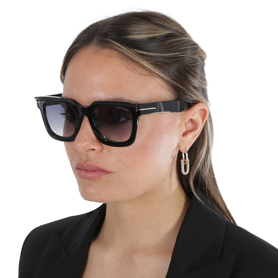 Tom Ford Leigh Smoke Gradient Square Ladies Sunglasses FT1115 01B 52 - 2