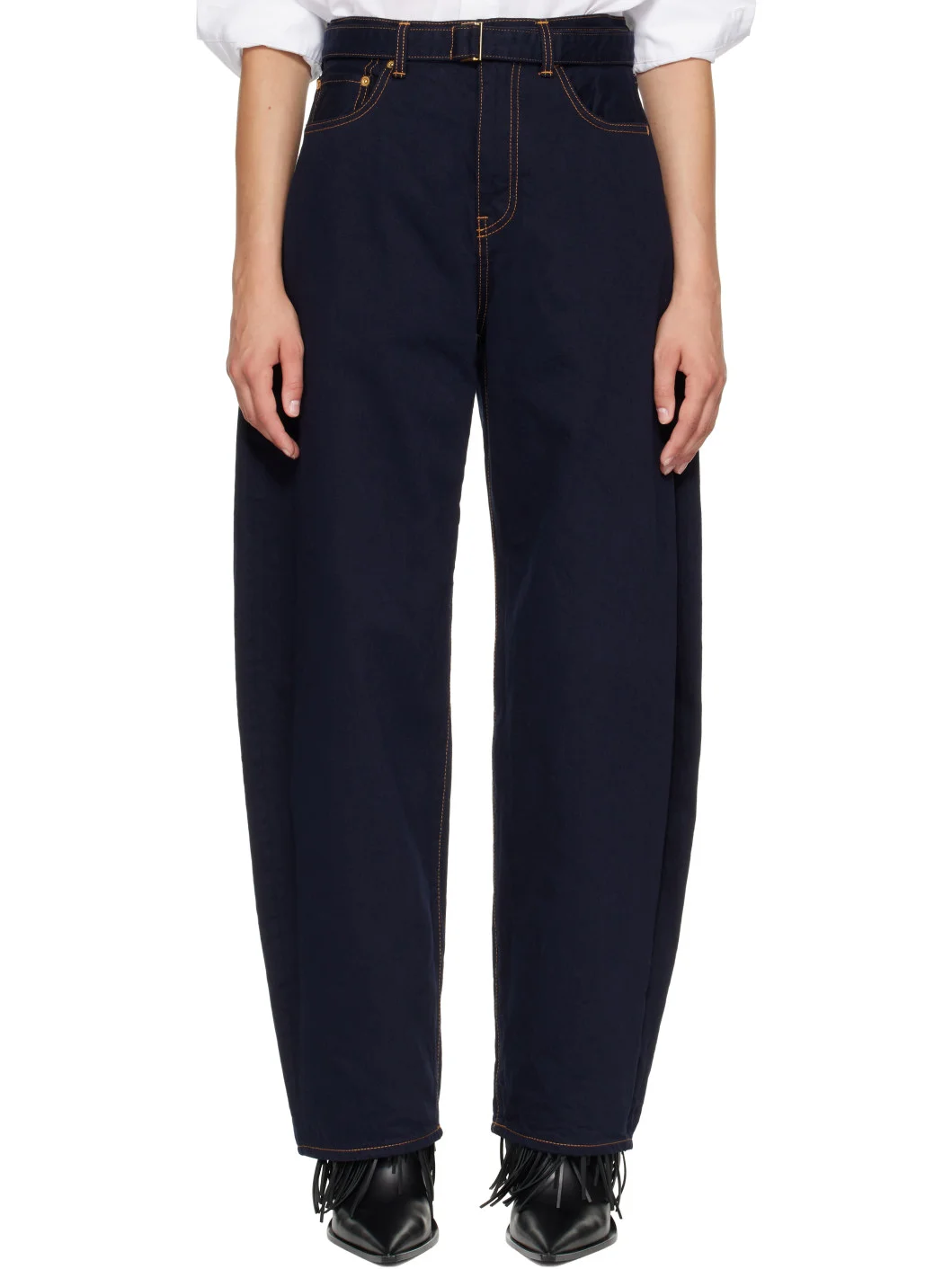Navy Belted Jeans - 1