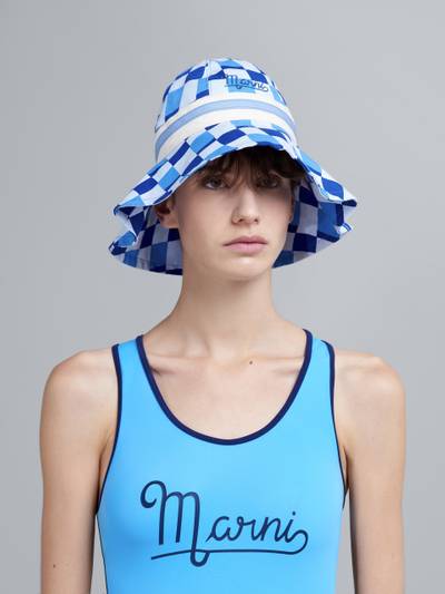 Marni BLUE ALL-OVER PRINT COTTON BUCKET HAT outlook