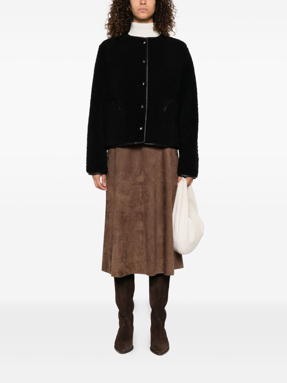button-fastening sheepskin jacket - 2