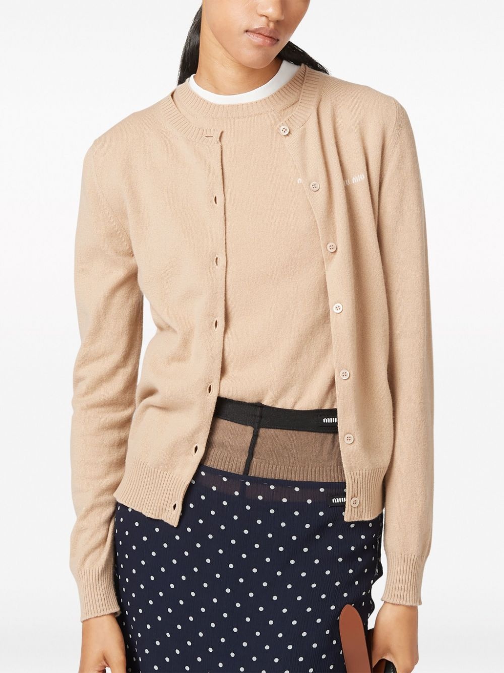 logo-intarsia cashmere top - 3